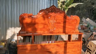 The process of making a wooden bed with western flowers and leaves by an Asian carpenter [upl. by Bronwyn]