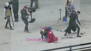 Elseworlds filming scenes for the Supergirl portion of the event with Superman VS Superman [upl. by Ardyaf568]