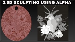 Jewelry design 25D Sculpting using Alpha in ZBrush [upl. by Valaria]