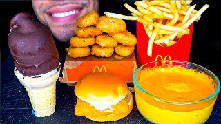 MCDONALDS CHICKEN NUGGETS ICE CREAM CONE DIPPED CHOCOLATE CRISPY FRENCH FRIES BIG BITES ASMR MUKBAN [upl. by Eneryt183]