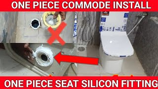 ONE PIECE COMMODE INSTALL ONE PIECE TOILET FITTING ONE PIECE WESTERN COMMODE FITTING ONE PIECE SEAT [upl. by Ybhsa]