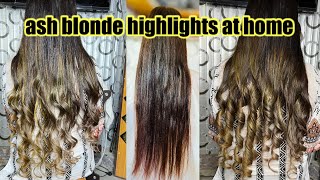 Ash Blonde Highlights at Home  AirTouch technique Highlights  Dark Ash blonde Balayage highlights [upl. by Yelserp]