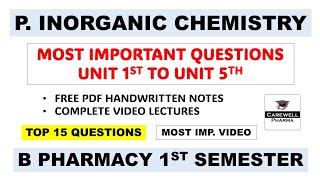 Pharmaceutical Inorganic Chemistry Most Important Questions 1st Semester  Carewell Pharma [upl. by Annaet]