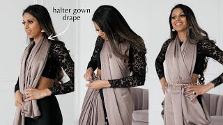 Halter Gown Drape  Different Styles of Saree Draping  How to Drape a Saree Perfectly  Tia Bhuva [upl. by Ajan]