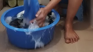 How to wash clothes without using a washing machine Im using my feet and hands [upl. by Aldon]