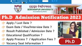 PhD Admission Notification 2023 BU PhD Admission Details information 2023 [upl. by Tore799]