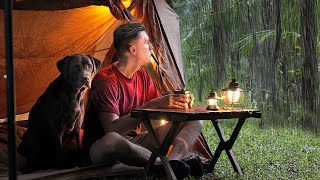 Gloomy SOLO Camping IN RAIN  Relax Sleep in a Cosy Tent  Comfort ASMR [upl. by Lashond243]