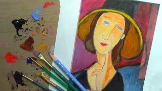 How to Paint Like Modigliani Acrylic Painting Tutorial 4thArtSaturday [upl. by Adnerak]