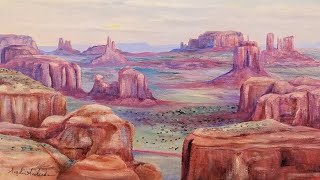 Desert Canyon Landscape Acrylic Painting LIVE Tutorial [upl. by Sadoc931]