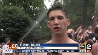 Naval Academy plebes complete Herndon Monument Climb [upl. by Ardnoek]