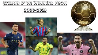 Ballon dOr Winners from 20002023  Sports Only [upl. by Mannes388]