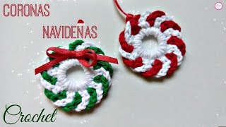 MINI CORONAS NAVIDEÑAS CROCHET [upl. by Atterahs]