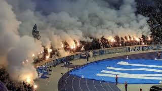 HERTHA BSC amp DER KARLSRUHER SC 💙🤝🤍 Gemeinsamer Fanmarsch Choreo PyroShow und Stimmung in Berlin [upl. by Sewoll]