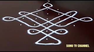 7 DOTS KOLAM  SIMPLE MUGGULU  KAMBI KOLAM  HOW TO DRAW [upl. by Ahsiuqal]