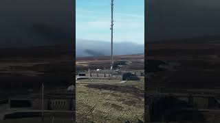 Drone Video footage of Holme Moss Looking towards Holmfirth and Huddersfield in the Holme Valley [upl. by Zelikow]