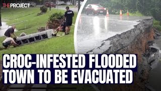 CrocInfested Flooded Queensland Town To Be Evacuated [upl. by Tizes]