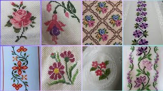 Floral cross stitch Hand embroidery thick cotton  Beautifull Hand cross stitch [upl. by Ehcar658]