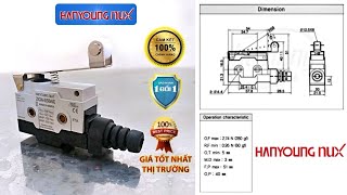 Công tắc hành trình cần dài có bánh xe limit switch ZCNR504C Hanyoung Nux [upl. by Eetnod]