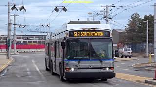 Silverline Trolleybus or Bus in Boston USA 2018 [upl. by Nosredneh]