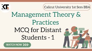 Calicut University 1st Sem BBA Management Theory amp Practices MCQ Part 1 [upl. by Feldt]