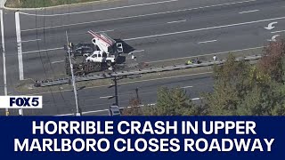 Multivehicle crash blocks several lanes in Upper Marlboro [upl. by Nodnol]