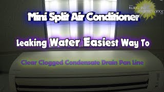 Mini Split Air Conditioner Leaking Water Easiest Way To Clear Clogged Condensate Drain Pan Line [upl. by Tullus91]