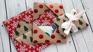 Holiday Card Series 2016  Day 5 DIY Gift Card Holder Made From Wrapping Paper [upl. by Hassi]