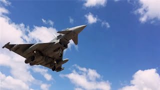 Euro Fighter Typhoons Landing At Arrecife Airport in Lanzarote  30062017 [upl. by Kovar]