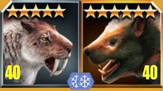 SMILODON Vs MARSUPIAL LION  Jurassic World The Game [upl. by Bergeron]