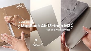 MacBook Air 13inch M2 Silver Unboxing  Set up  Accessories [upl. by Yousuf]