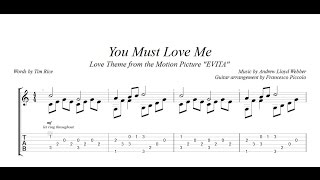 Movie Songs for Fingerstyle Guitar  12  You must love me From Evita [upl. by Sualocin]