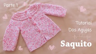 Como tejer un Saquito Jersey Chambrita para bebe a dos agujas Tejido de Costado Parte 1 de 2 [upl. by Susanna]