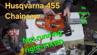 Husqvarna 455 Chainsaw Not Running RightFIXED [upl. by Dinsdale]