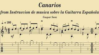 Canarios  Gaspar Sanz Tablatura [upl. by Bolten]