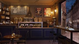 Cozy Jazz Music  4K Coffee Shop Ambience with Smooth Jazz amp Rain Sounds for Relax Study Work [upl. by Nosnhoj]