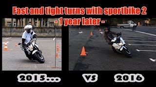 Motorcycles skills on tight turns with a sportbike 2 1 year later [upl. by Malkah]