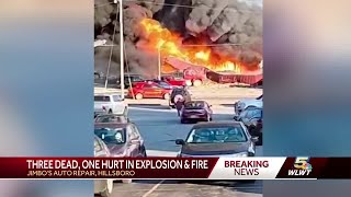 Fire chief 3 dead 1 injured in explosion massive fire at Hillsboro auto shop [upl. by Aileme]