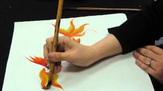 Chinese brush painting basics  gold fish [upl. by Melmon]