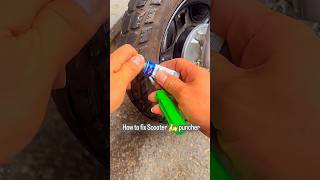 Fix Scooter tyre puncher by this short cut trick scooter puncher fix tyre easytrick automobile [upl. by Saidnac]