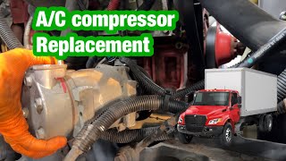 International mv607 ac compressor and condenser replacement [upl. by Ordnael]