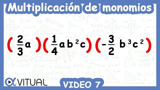 Multiplicación de monomios video 7 [upl. by Ecneitap]