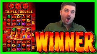 BIG WIN Triple Trouble Slot Machine Bonus  Big Win [upl. by Elodie960]