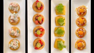 Mini Snacks For Party Quick and Easy Appetizer Recipes  4 Types of Canapes  Cooking without fire [upl. by Nuahsak]