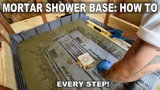 How To Install Shower Mortar Bed Liner and Drain Shower Build A to Z [upl. by Ynohtnaluap]