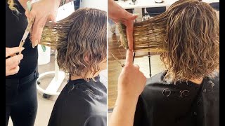 Layered Bob Haircut Tutorial for Curly Hair  Tips for cutting Curly [upl. by Olraced]