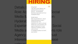 We here at GenY Medium are looking to hire an Account Director  Social Media amp BrandingHyderabad [upl. by Merna]