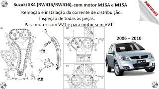 Remoção e instalação da corrente de distribuição inspeção Para motor com VVT e para motor sem VVT [upl. by Matelda]