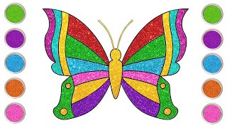 VAMOS DESENHAR E PINTAR A BORBOLETA COLORIDA COM GLITTER⭐  Aprenda a Desenhar  Para Crianças [upl. by Alden]