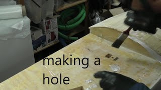 Making a centerboard swing hole while preparing for deck covering 304 [upl. by Toll]