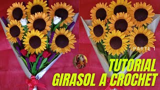 Tutorial Girasol a crochet parte 1 Paso a paso Flores Ganchillo Gancho [upl. by Biondo]